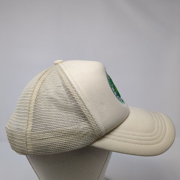 Toss Your Greens Snapback Mesh Back Trucker Hat Tan One Size Adjustable - Picture 4 of 8